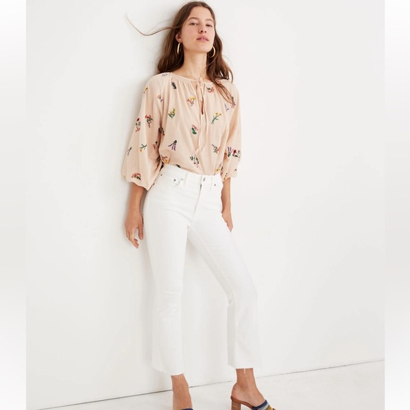 Madewell Cali Demi Boot In Pure White Raw Hem Edition Sz 27 - Picture 1 of 13